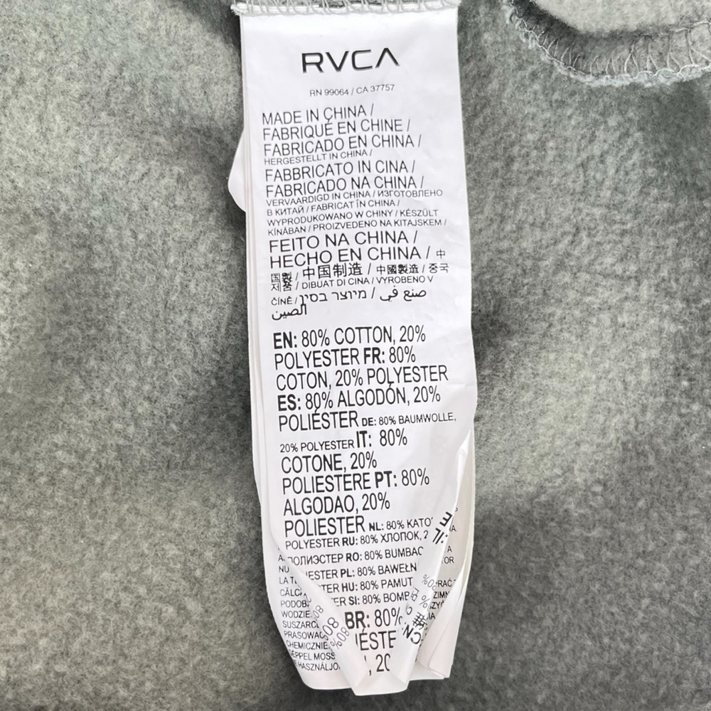 RVCA‎ Men’s Large Green Pullover Hoodie Logo Front Cotton Blend - Picture 6 of 6